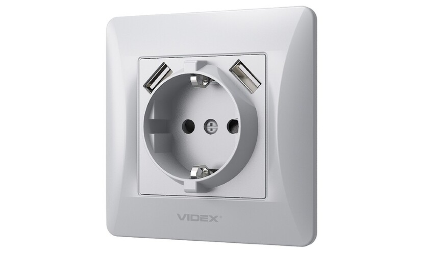 Розетка videx binera 2USB біла