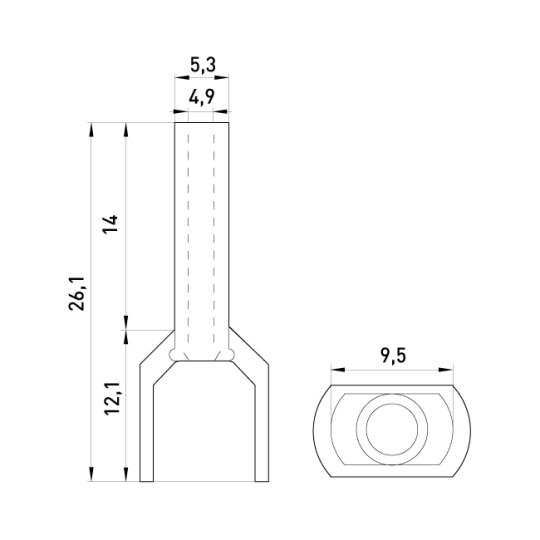 s4037010 Ізольований наконечник втулковий на 2 проводи, 2х6мм², 14мм, чорний ENEXT, 100шт