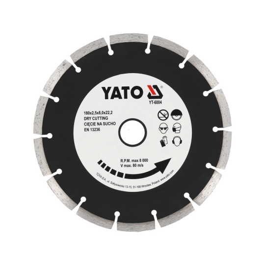 YT-6004 Диск алмазний сегментний D = 180мм, 22.2мм, SEGMENT, YATO