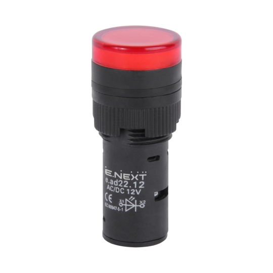 s009019 Арматура світлосигнальна e.ad22.12.red Д22мм 12В АС/DC червона Enext