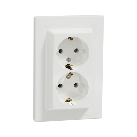 EPH9900121 Розетка з з.к. подвійна, біла, ASFORA, Schneider Electric