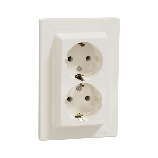 EPH9900123 Розетка з з.к. подвійна, кремова, ASFORA, Schneider Electric