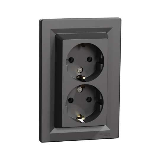 EPH9900171 Розетка з з.к. подвійна, антрацит, ASFORA, Schneider Electric