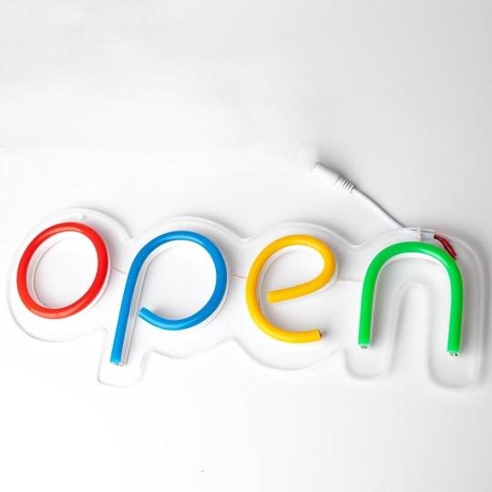 Неонова вивіска "OPEN", кольорова, 400х130мм