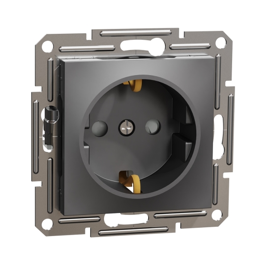 EPH2900271 Розетка з з.к. і шторками, антрацит, ASFORA, Schneider Electric