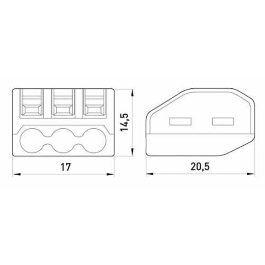 p0660005 Клемна колодка на 3 провода з натискним важелем e.lc.pro.pl.3, E.Next (уп./5шт.)