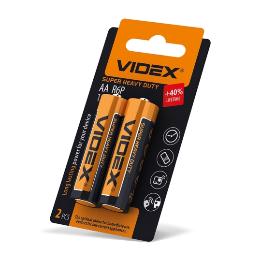 Батарейка сольова R6P/AA, SMALL BLISTER, Videx (уп./2шт.)