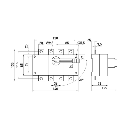 i089002 Вимикач навантаження 3P 160А, e.industrial.lbs.1-0.3.160, E.Next