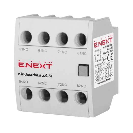 i0140004 Додатковий контакт 3no+1nc для контакторів, e.industrial.au.4.31, E.Next