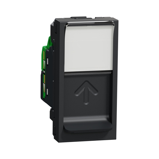 NU341054 Розетка комп'ютерна RJ45, 1 модуль, Cat.5E, антрацит, New Unica, Schneider Electric