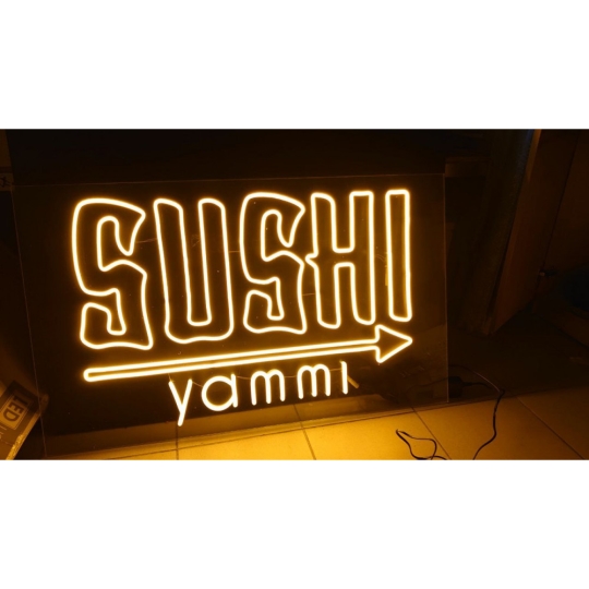 Неонова вивіска "SUSHI", теплий білий, 1000х600мм