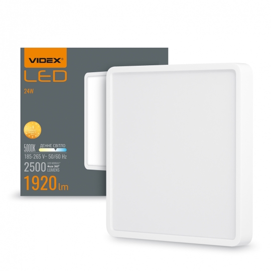 VL-DLSS-245 Світильник точковий накладний VIDEX, 24W, 5000K, квадрат, білий