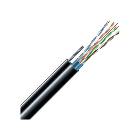 F/UTP 4х2х24AWG Вита пара зовнішня екранована 4х2х0,51мм, Cat5E, з тросом, мідна, чорна, ЗЗКМ
