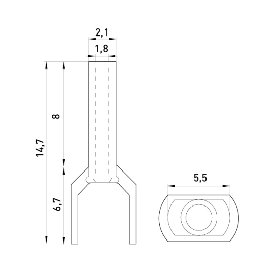 s4037001 Ізольований наконечник втулковий на 2 проводи, 2х0,75мм², 8мм, помаранчевий ENEXT, 100шт