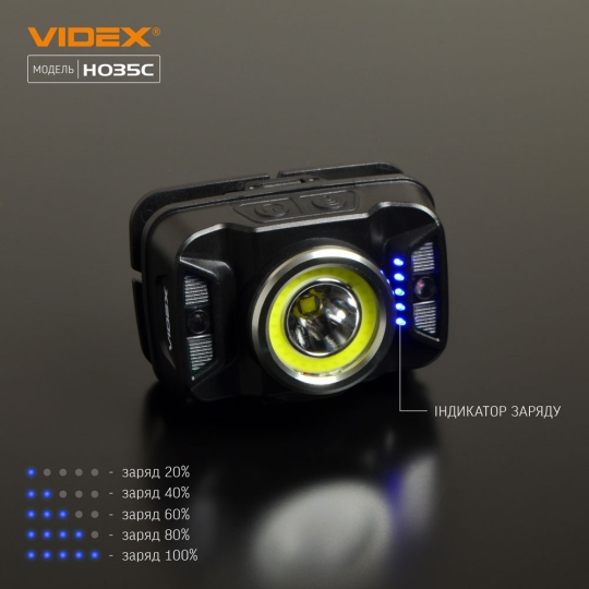 Ліхтарик світлодіодний налобний 5 Вт, чорний, VLF-H035C, VIDEX