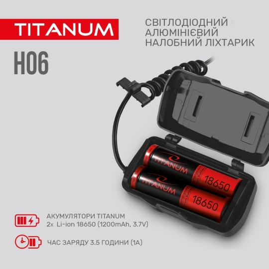 Ліхтарик світлодіодний налобний 10 Вт, чорний, TLF-H06, TITANUM