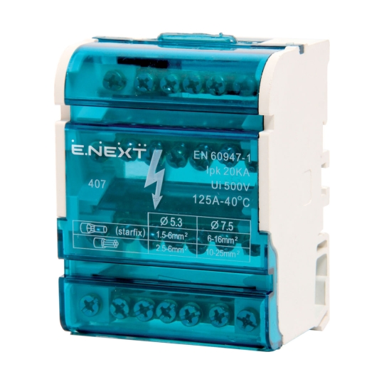 p0650004 Шина нульова в корпусі (кросс модуль) 4х7 отв., e.cbs.pro.4.7, на DIN-рейку, E.Next