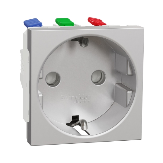 NU305730 Розетка з з.к. і шторками, алюміній, New Unica, Schneider Electric