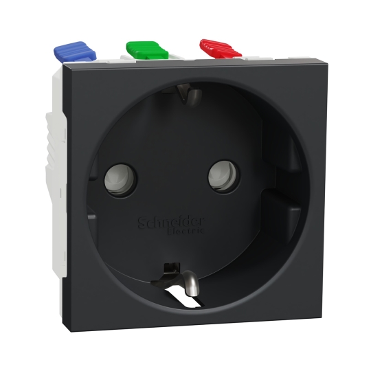 NU305754 Розетка з з.к. і шторками, антрацит, New Unica, Schneider Electric