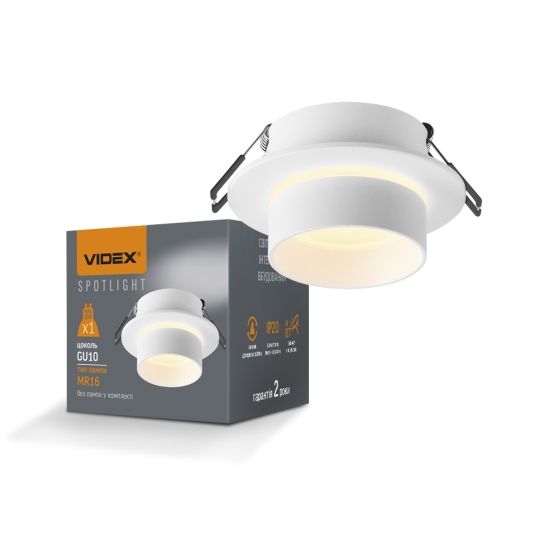 VL-SPF11R-W Світильник точковий врізний VIDEX, GU10, круг, білий