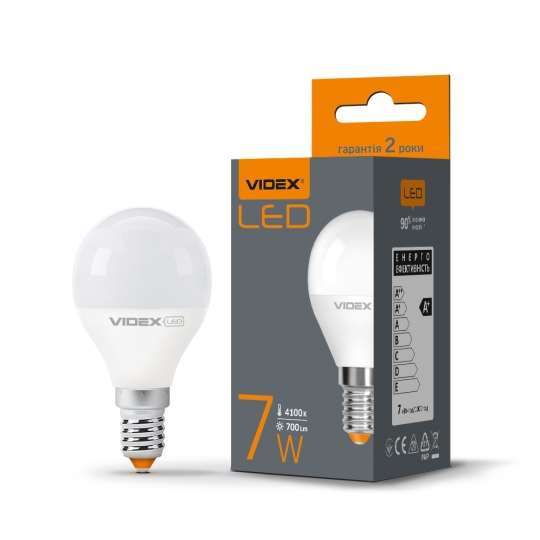 Лампа світлодіодна G45e 7W E14 4100K 220V VIDEX