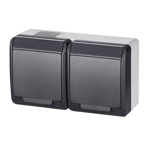 0325-07 Розетка Hermes IP44, 2-на Антрацит