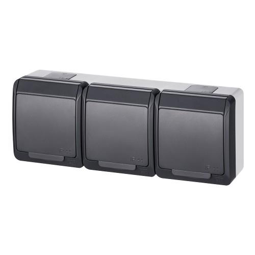 0326-07 Розетка Hermes IP44, 3-на Антрацит