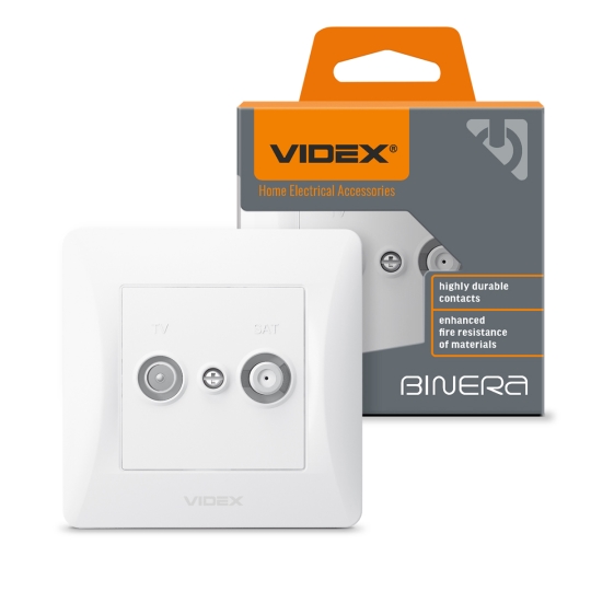 Розетка TV+SAT кінцева, біла, VF-BNSK2TVSATE-W, BINERA, VIDEX