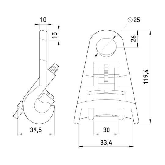 p026001 Затискач підтримуючий 1х(25-120), e.h.clamp.pro.1a.25.120, E.Next