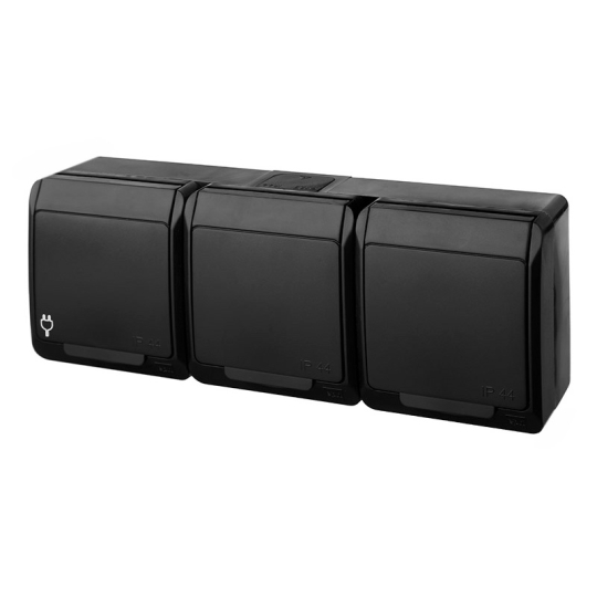 0326-09 Розетка Hermes IP44, 3-на Чорна