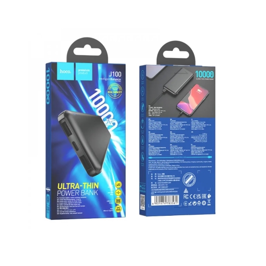 Батарея (Повербанк) 10000mAh, 10.5W, J100, чорний, HOCO