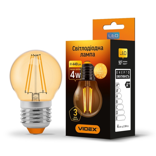 Лампа світлодіодна LD FILAMENT G45FA 4W E27 VIDEX бронза