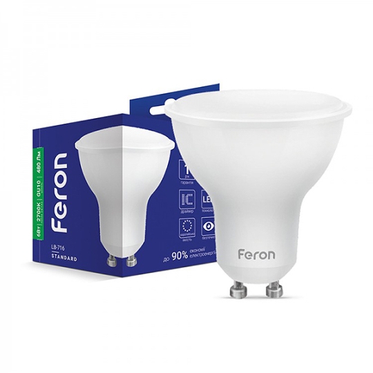Лампа свiтлодiодна LB-716 MR16 GU10 230V 6W 2700K FERON