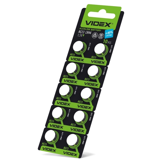 Батарейка годинникова AG 13/LR44, BLISTER CARD, Videx (уп./10шт.)