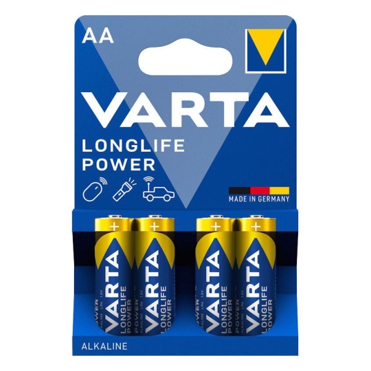 Батарейка лужна LR6/AA, LongLife Power, VARTA (уп./4шт.)