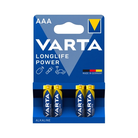 Батарейка лужна LR03/AAA, LongLife Power, VARTA (уп./4шт.)