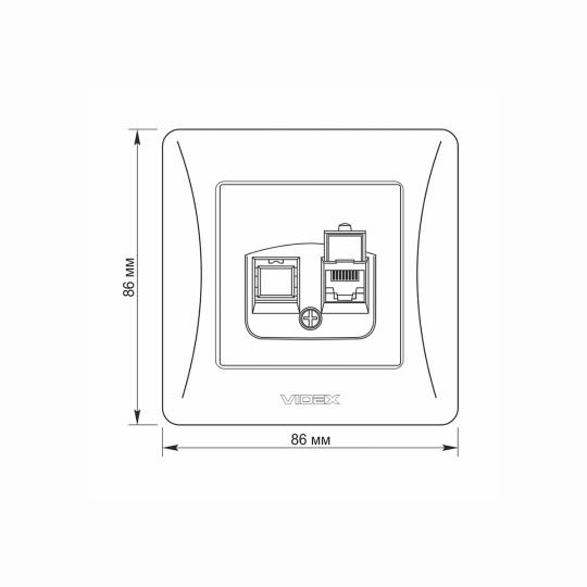 Розетка комп'ютерна, Cat6, біла, VF-BNSK1PC6-W, BINERA, VIDEX