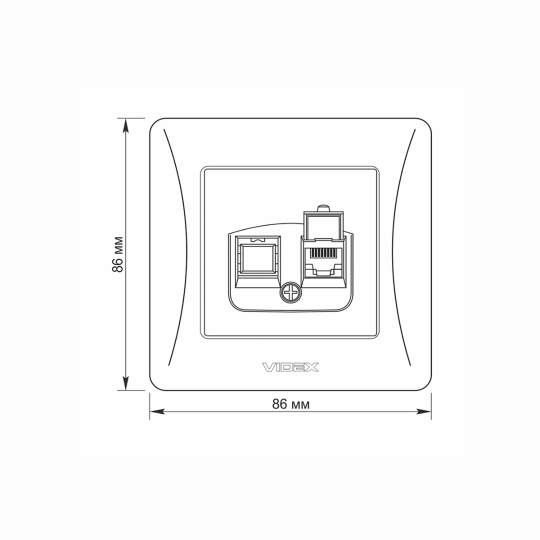 Розетка комп'ютерна, Cat6, кремова, VF-BNSK1PC6-CR, BINERA, VIDEX