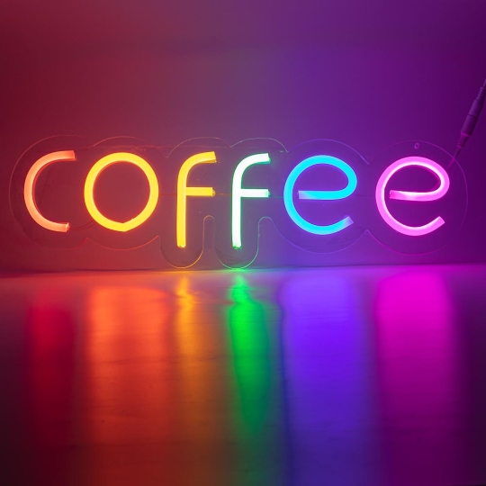 Неонова вивіска "COFFEE", Mono, з контролером, 480х145мм