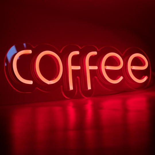 Неонова вивіска "COFFEE", Red, з контролером, 480х145мм