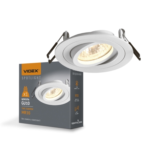 VL-SPF08R-W Світильник точковий врізний VIDEX, GU10, круг, білий