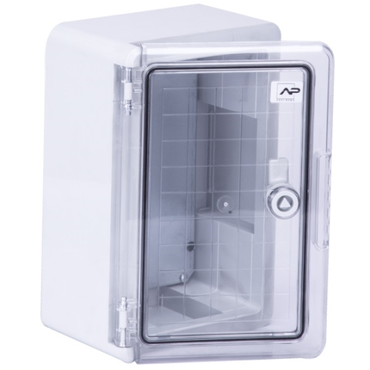 Шафа удароміцна ABS 200x300x130, МП, з прозорими дверцятами, IP65