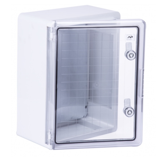 Шафа удароміцна ABS 300x400x170, МП, з прозорими дверцятами, IP65