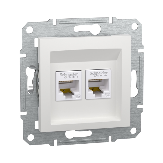 EPH4470121 Розетка комп'ютерна подвійна RJ45, Cat.5E, біла, ASFORA, Schneider Electric
