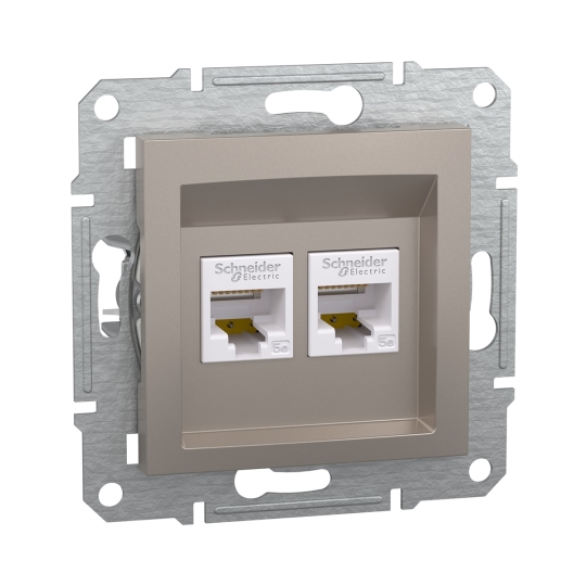 EPH4400169 Розетка комп'ютерна подвійна RJ45, Cat.5E, бронза, ASFORA, Schneider Electric