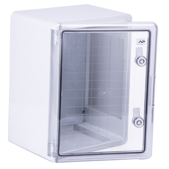 Шафа удароміцна ABS 300x400x220, МП, з прозорими дверцятами, IP65