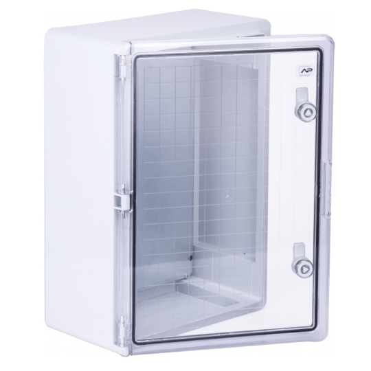 Шафа удароміцна ABS 350x500x190, МП, з прозорими дверцятами, IP65