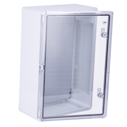 Шафа удароміцна ABS 400x600x200, МП, з прозорими дверцятами, IP65