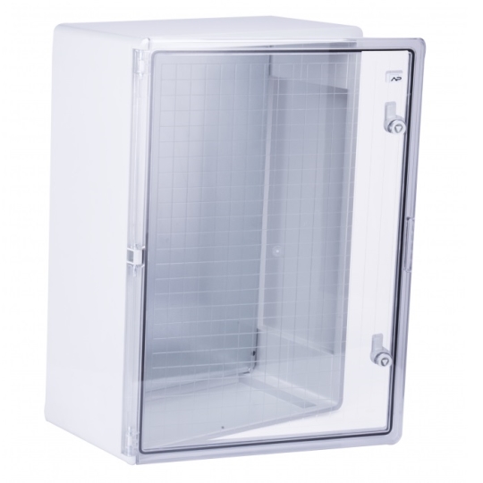 Шафа удароміцна ABS 500x700x250, МП, з прозорими дверцятами, IP65