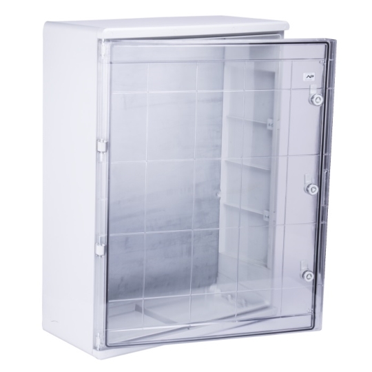 Шафа удароміцна ABS 600x800x260, МП, з прозорими дверцятами, ІР65